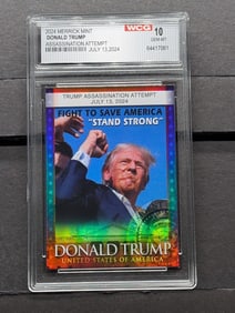 Donald Trump Trading Card: Assassination Attempt; 2024 Merrick Mint; WCG Graded 10 GEM-MT; 64417061