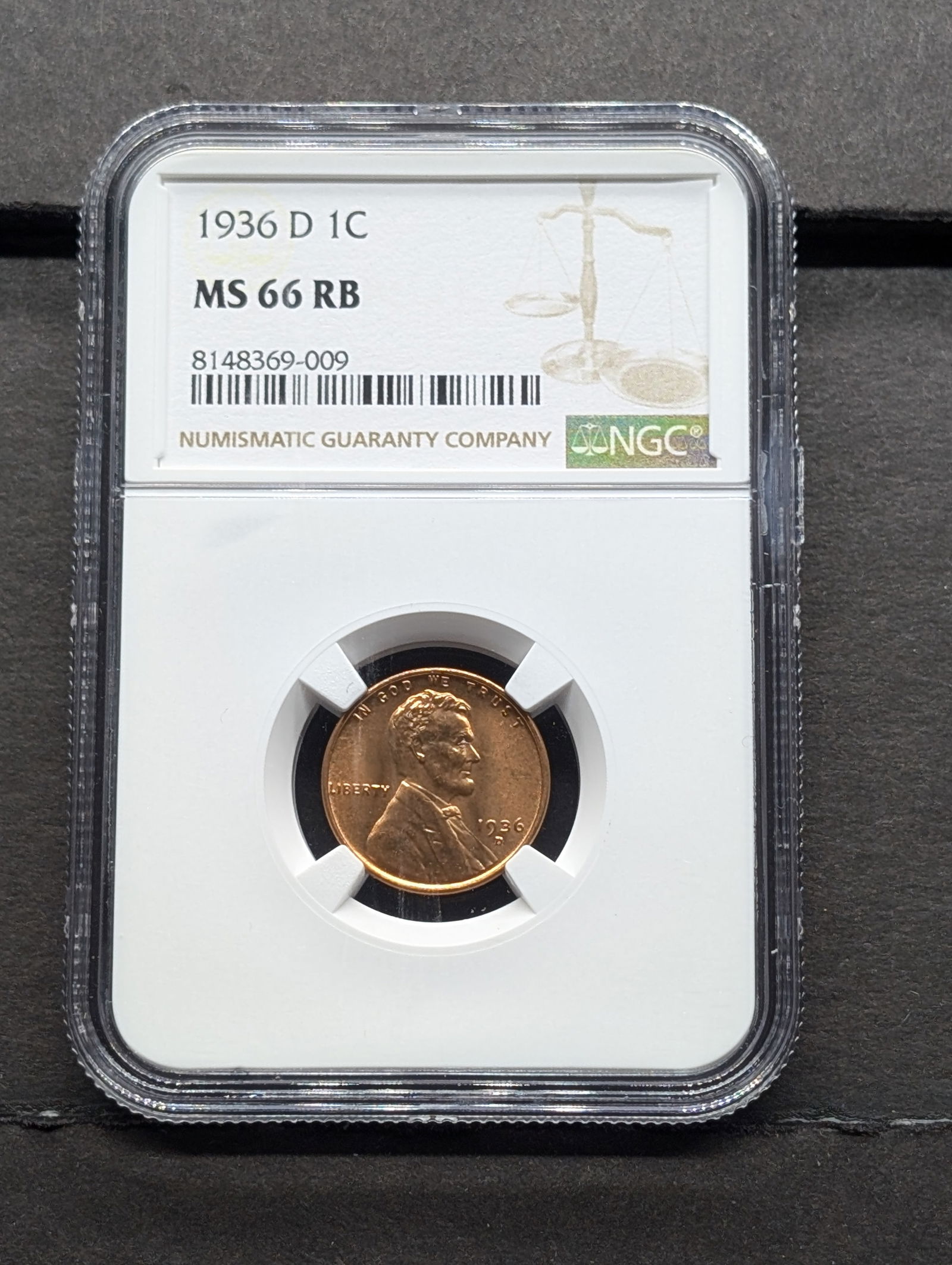 1936-D Lincoln Wheat Cent - NGC MS66 RB (NGC Price Guide $50) (1 of 3)