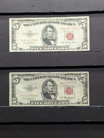 1953 & 1953-A Series $5.00 RED SEAL Banknotes