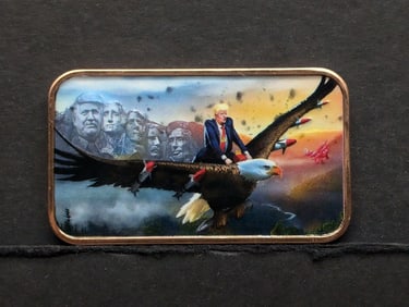 Copper Bar, 1 ADVP oz .999 Fine: Trump - Mounted on A Missile-equipped Bald Eagle