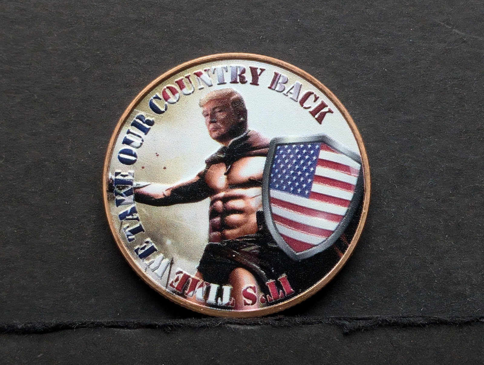 Copper Round, 1 ADVP oz .999 Fine: Trump Shown As A Spartan Warrior - Take Back The Country: Copper Round, 1 ADVP oz .999 Fine: Trump Shown As A Spartan Warrior - Take Back The Country
