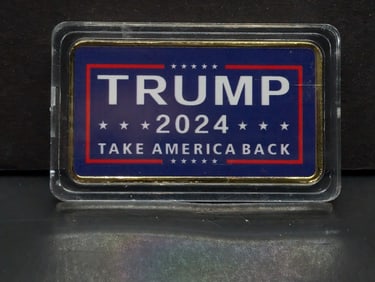 Metal Bar, Encapsulated; Trump 2024 Take America Back On Obverse, Attack Image On Reverse