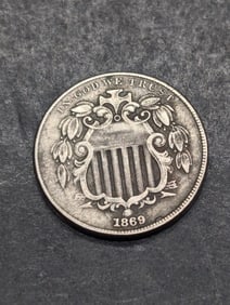 1869 Shield Nickel **VF+**