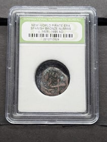 c. 1608-1695 AD New World Pirate Era Spanish Bronze Numis Coin