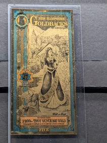 1/200th Troy Oz. 24k PURE GOLD 2023 $5.00 New Hampshire Gold Back