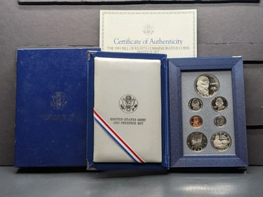 1993 U.S. Mint Prestige Set in OGP w/ COA - Bill of Rights -90% Silver Half Dollar & Dollar Coins