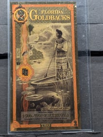 2025 $2 Note - 1/500th Troy Ounce 24kt Gold, Florida Gold Backs