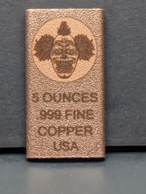 Copper Bullion Bar, 5 oz, .999 Fine, USA Made