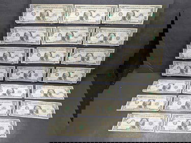 Lot of Twenty 1963 B Series $1.00 Joseph W. Barr Notes