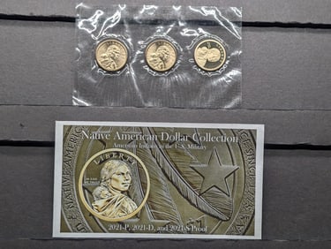 2021P,D, & S Native American Dollar Mint Mark Collection - American Indians in the U.S. Military