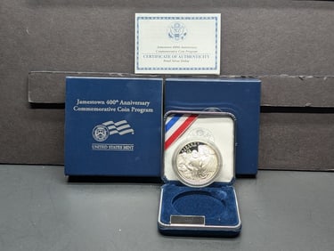 2007-P PROOF Jamestown 400th Anniversary. Commemorative Silver Dollar in OGP w/ COA