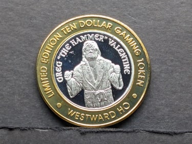 Limited Edition .999 Fine SILVER Center Westward-Ho CAsino $10 Gaming Token in Capsule