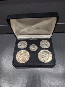 U.S. Silver Coin Collection in Display Box - 1942-S Walking Half, 1964 Kennedy Half, 1964-D