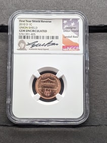 2010-D Lincoln Union Shield Cent - NGC GEM UNC *First Year Shield Reverse* w/ Designer Signature