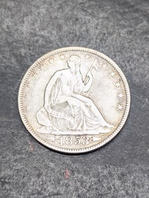 1853 w/ Arrows & Rays Seated Liberty Half Dollar **XF**