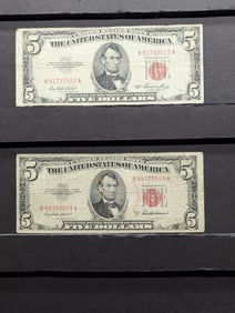 1953 & 1953-A Series $5.00 RED SEAL Banknotes