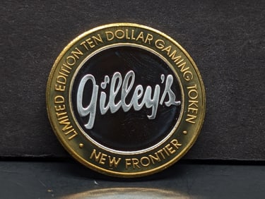 Limited Edition .999 Fine SILVER CENTER, New Frontier CAsino $10 Gaming Token in Capsule