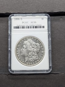 1896-S Morgan Silver Dollar - PCGC Cert. AU55 (NOT PCGS)