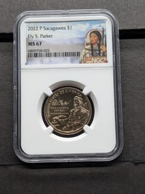 2022-P Sacagawea Ely S. Parker $1 Coin - NGC MS67