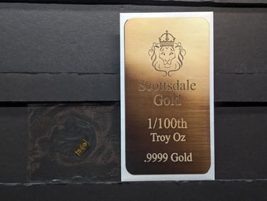 1/100th Troy Oz. .9999 PURE GOLD Scottsdale Mint Designed Miniature Art Bar