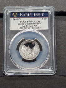 2019-S PROOF Frank Church River of No Return NP Silver Quarter - PCGS PR69 DCAM *Early Issue - .999
