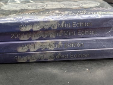 2011 America the Beautiful Quarter Collections (Gold & Platinum *LAYERED* & Denver & Philadelphia