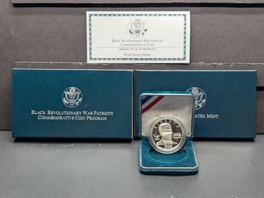 1998-S PROOF Black Revolutionary War Patriots Commemorative Silver Dollar in OGP w/ COA