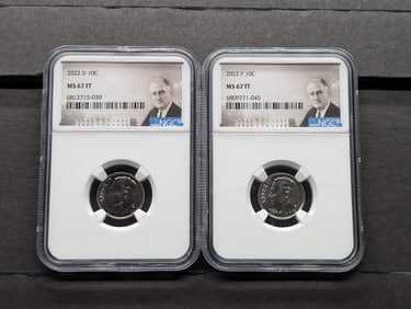 2022-P&D Roosevelt Dime - NGC MS67 FT (2 PCS)