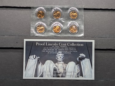 Last 3 Lincoln Wheat Cents & First 3 Lincoln Memorial Cents Collection in Gem Proof Condition