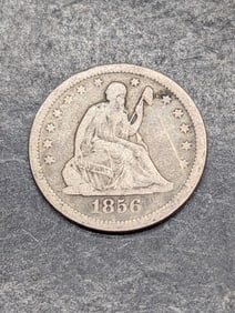 1856 w/ Drapery Seated Liberty Quarter