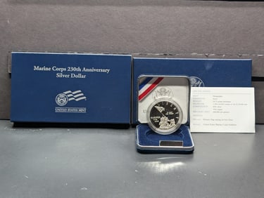 2005-P PROOF Marine Corps 230th Anniversary. Commemorative Silver Dollar in OGP w/ COA