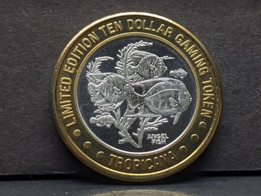 Limited Edition .999 Fine SILVER Center Tropicana CAsino $10 Gaming Token in Capsule