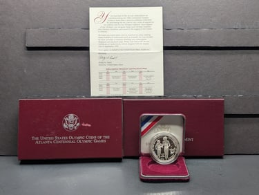 1995-P PROOF Atlanta Centennial Olympics - Blind Runner Commemorative Silver Dollar in OGP w/ COA