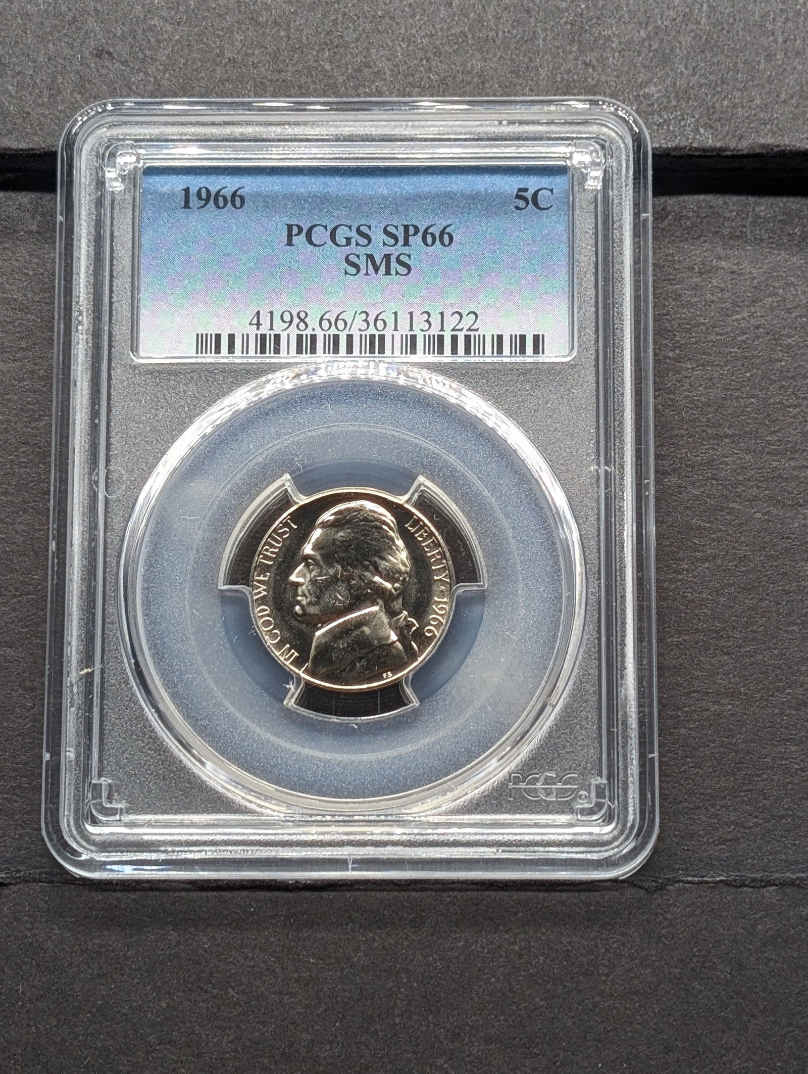 1966 SMS Jefferson Nickel - PCGS SP66: 1966 SMS Jefferson Nickel - PCGS SP66