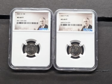 2021-P&D Roosevelt Dime - NGC MS68 FT (2 PCS)