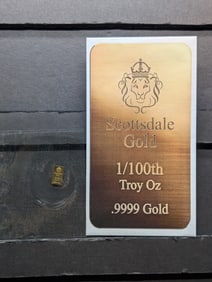 1/100th Troy Oz. .9999 PURE GOLD Scottsdale Mint Designed Miniature Art Bar