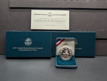 1997-P PROOF Botanic Gardens Commemorative Silver Dollar in OGP w/ COA