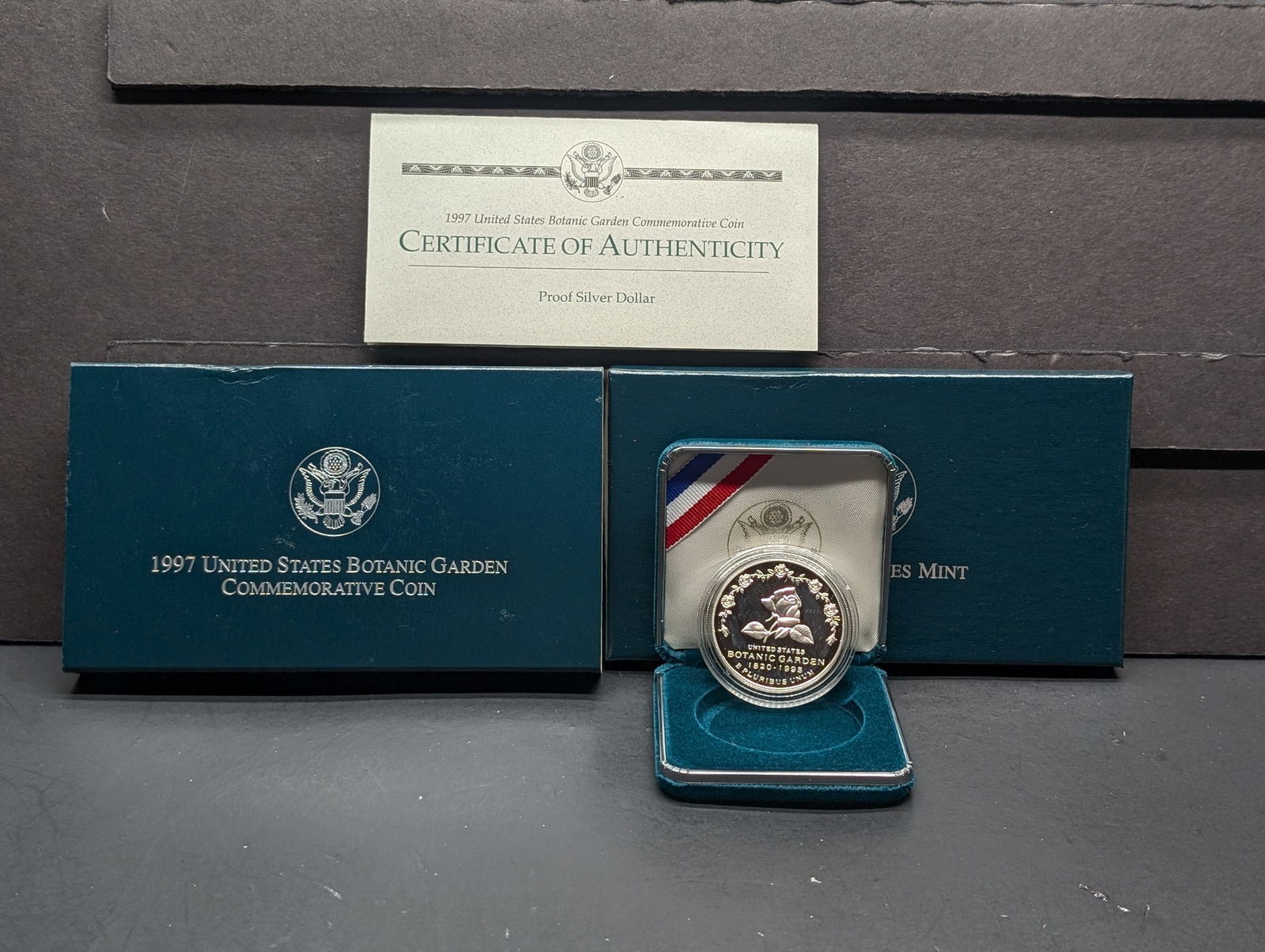 1997-P PROOF Botanic Gardens Commemorative Silver Dollar in OGP w/ COA (1 of 4)