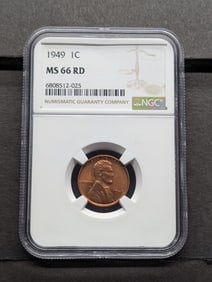 1949 Lincoln Wheat Cent - NGC MS66 RD *NGC Price Guide $110*