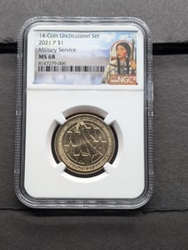 2021-P Sacagawea Military Service $1 Coin - NGC MS68