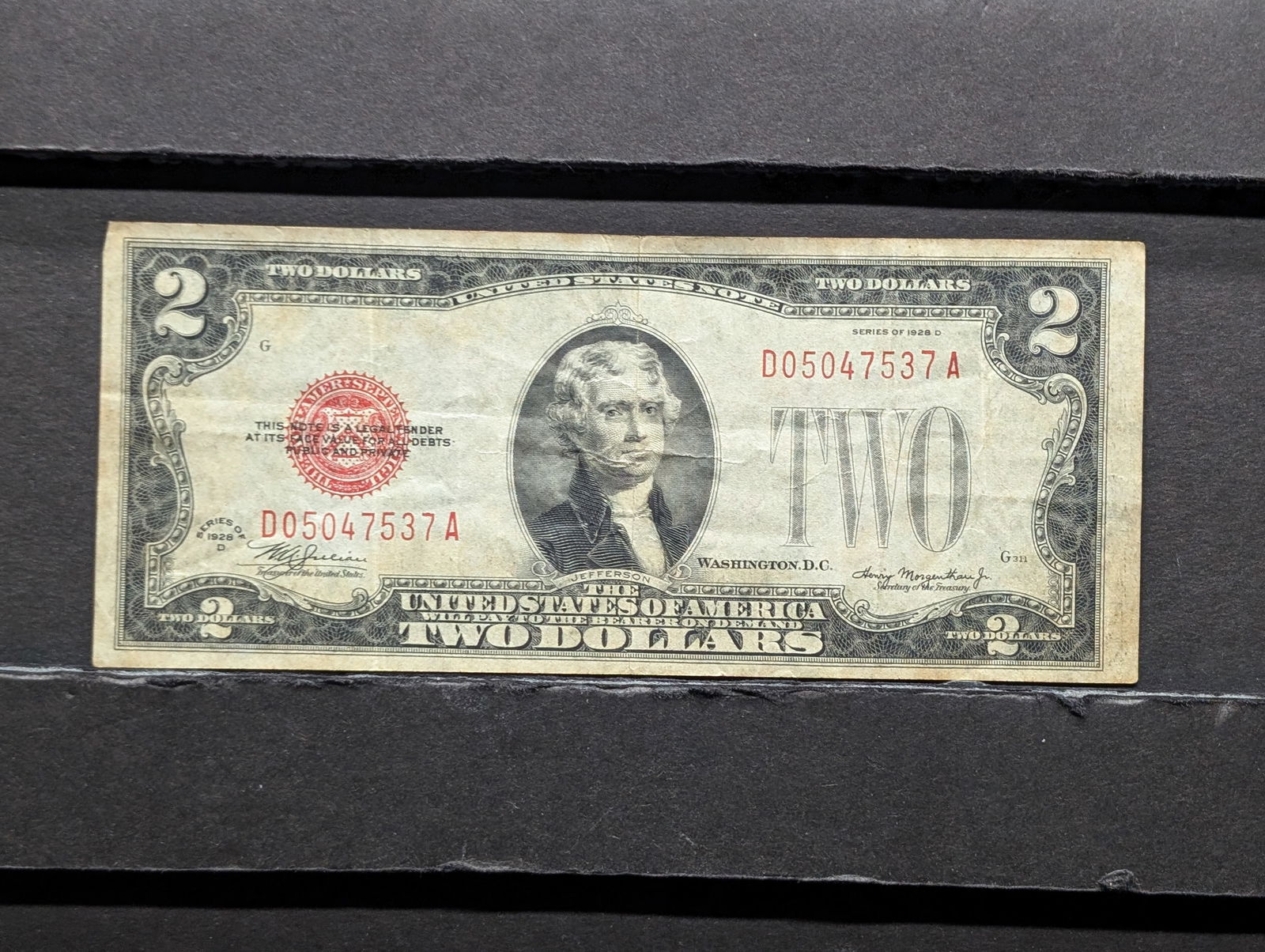 1928 D Series $2.00 RED SEAL Banknote (1 of 3)
