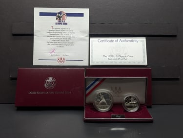 1992-S PROOF Olympics - Baseball & Gymnast Commemorative 2-Coin Set in OGP w/ COA