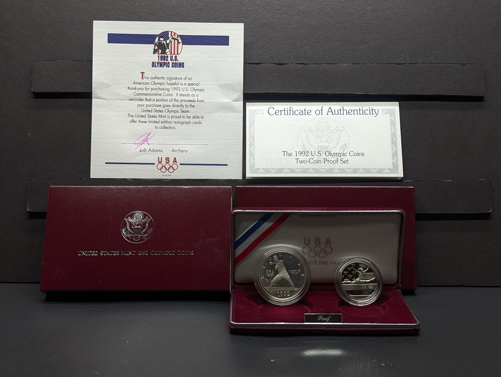 1992-S PROOF Olympics - Baseball & Gymnast Commemorative 2-Coin Set in OGP w/ COA (1 of 4)