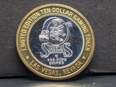 Limited Edition .999 Fine SILVER CENTER O'Shea's CAsino $10 Gaming Token in Capsule
