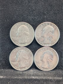 1976 P&D AU and 1976 P&D Bicentennial Circulated Washington Quarters -Four Coins