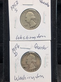 1956-D & 1953-S Silver Washington Quarters