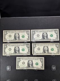 (5) One Dollar FRN Star Notes 2009, (3) 2013, 2017 - One w/ Lower S.N.