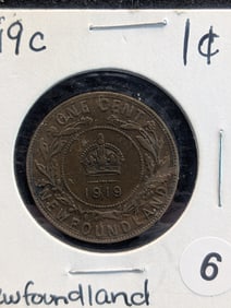 1919-C Newfoundland one Cent Coin Nice
