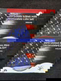 2013 P&D U.S. Mint Uncirculated Coin Set w/ATB Quarters $13.82 Face Value