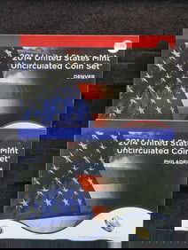 2014 P&D U.S. Mint Uncirculated Coin Set w/ATB Quarters $13.82 Face Value